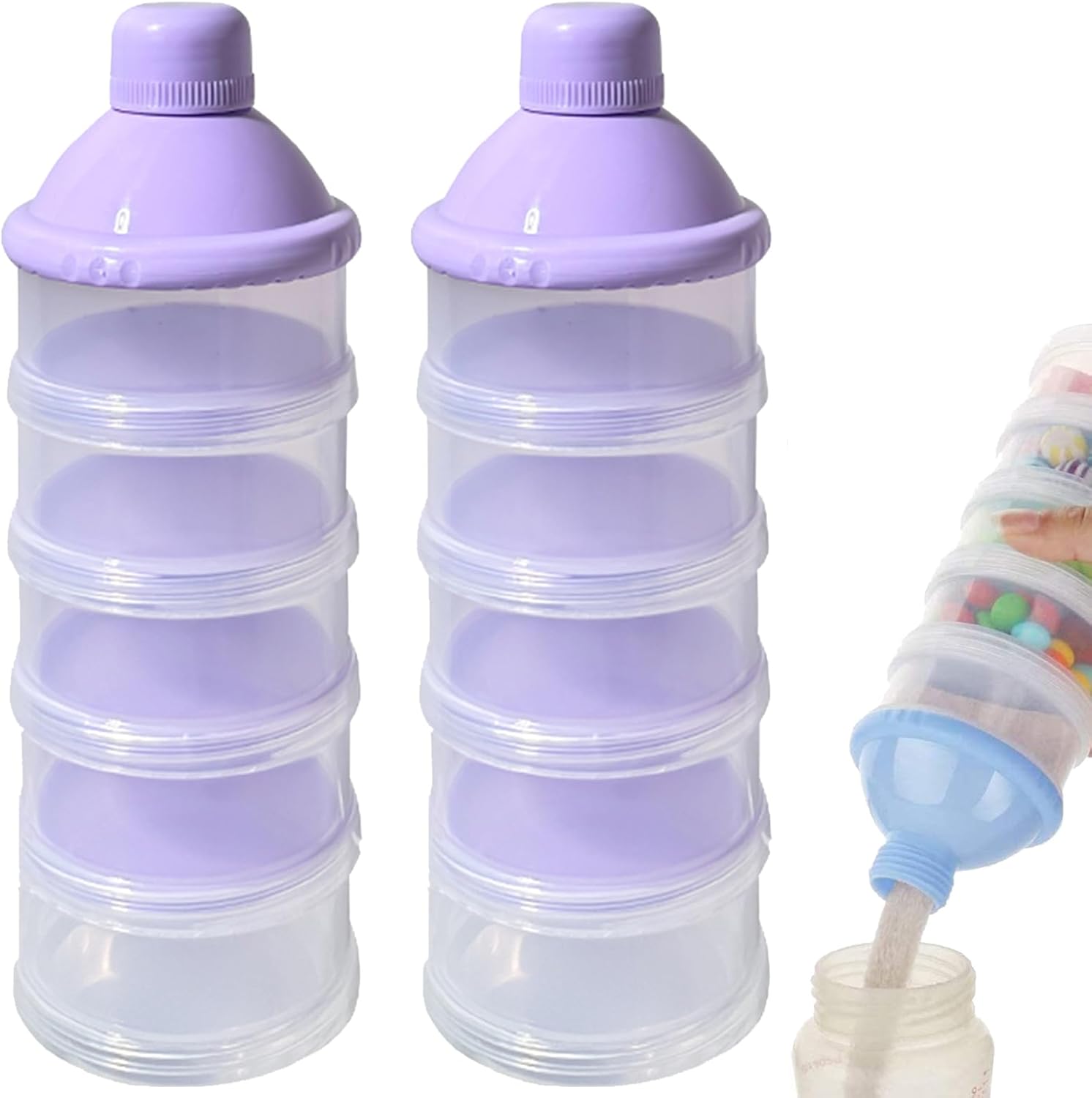 Dwadie Manwetye 5 layers baby milk powder pots front view for travel organization