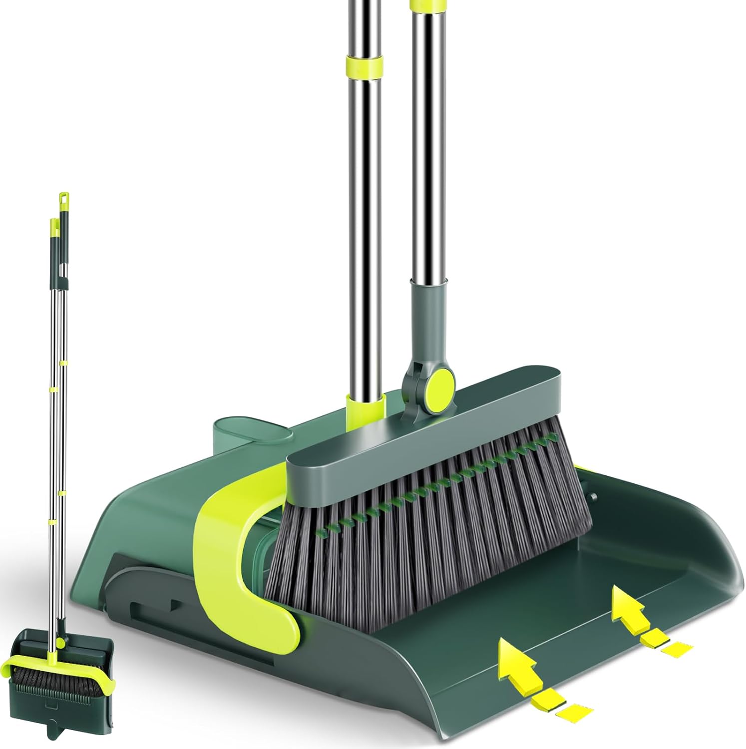 Zvonema Broom and Dustpan Set front view standing upright for home cleaning.