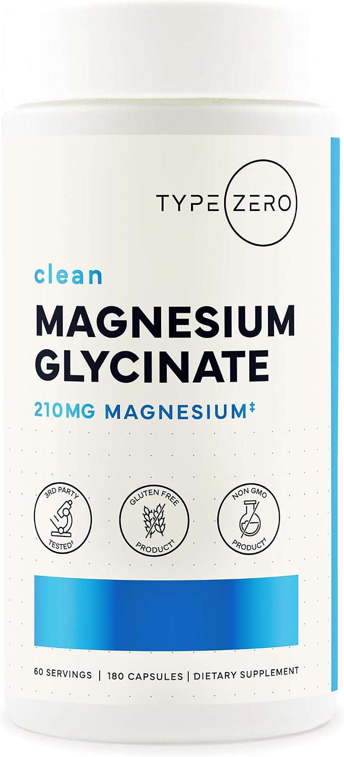 Type Zero Magnesium Glycinate front bottle view supplement