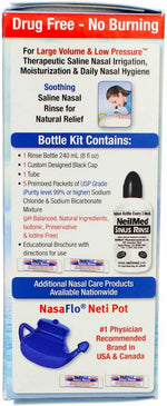 NeilMed squeeze bottle and saline packets layout