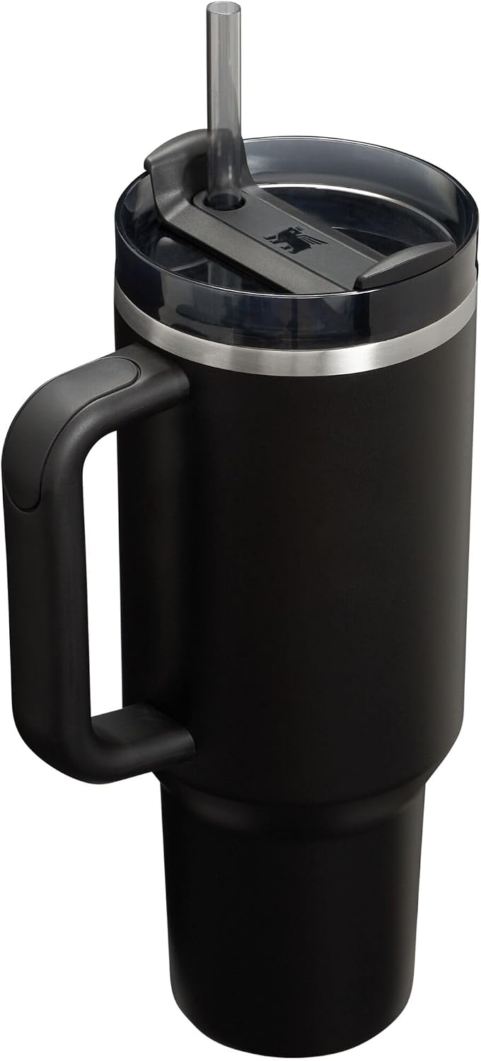 Stanley insulated tumbler angled view showing 3 position lid