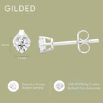 Gilded hypoallergenic diamond earrings displayed with push back nut closure