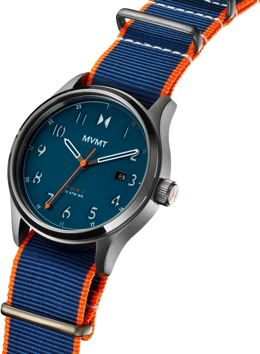 MVMT Field II 41mm watch dial and hands close up