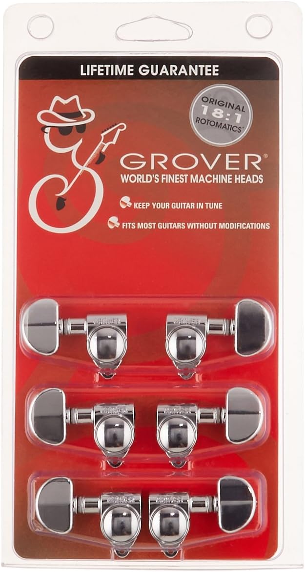Grover 102-18C Rotomatic 18:1 3 per Side Tuners, Chrome - Image 1