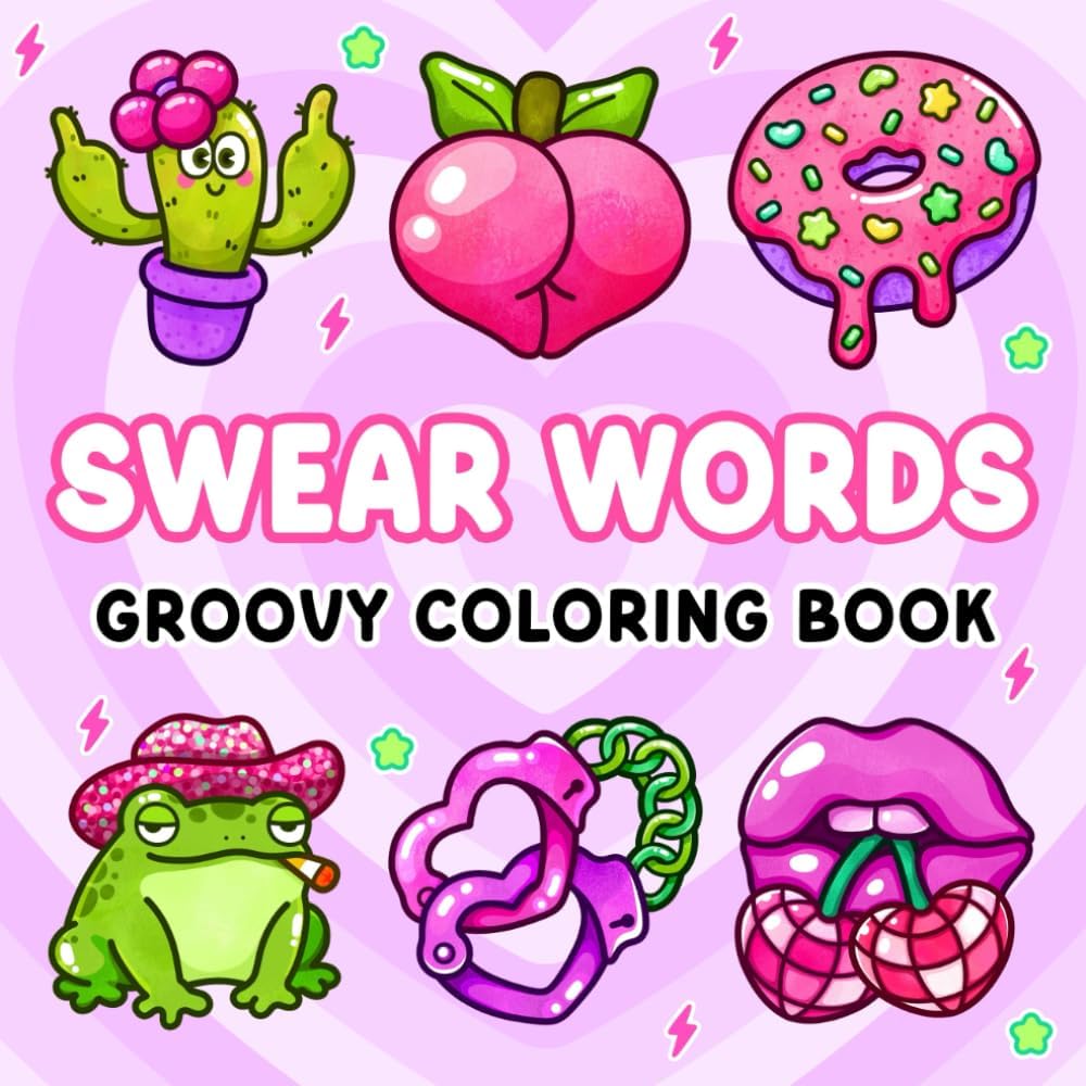 Swear Words: Easy Coloring Book for Adults Featuring Funny Quotes with Groovy Designs for Relaxation and Stress Relief - Image 1