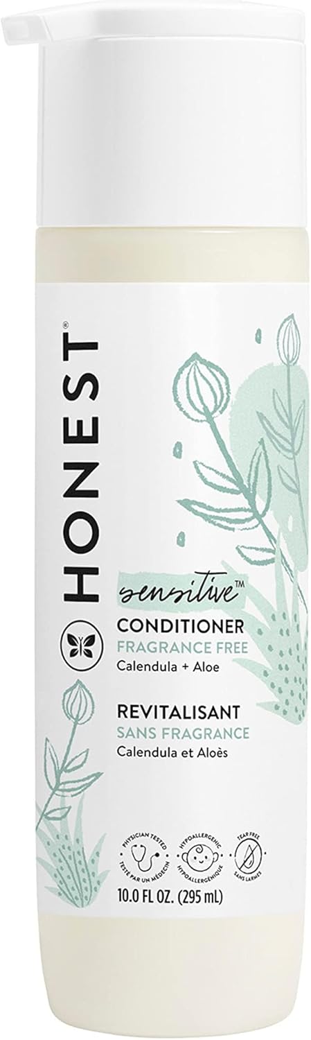 The Honest Company Silicone-Free Conditioner, Gentle, Hypoallergenic, Naturally Derived Ingredients, Fragrance-Free for Sensitive Skin, 10 fl oz - Image 1
