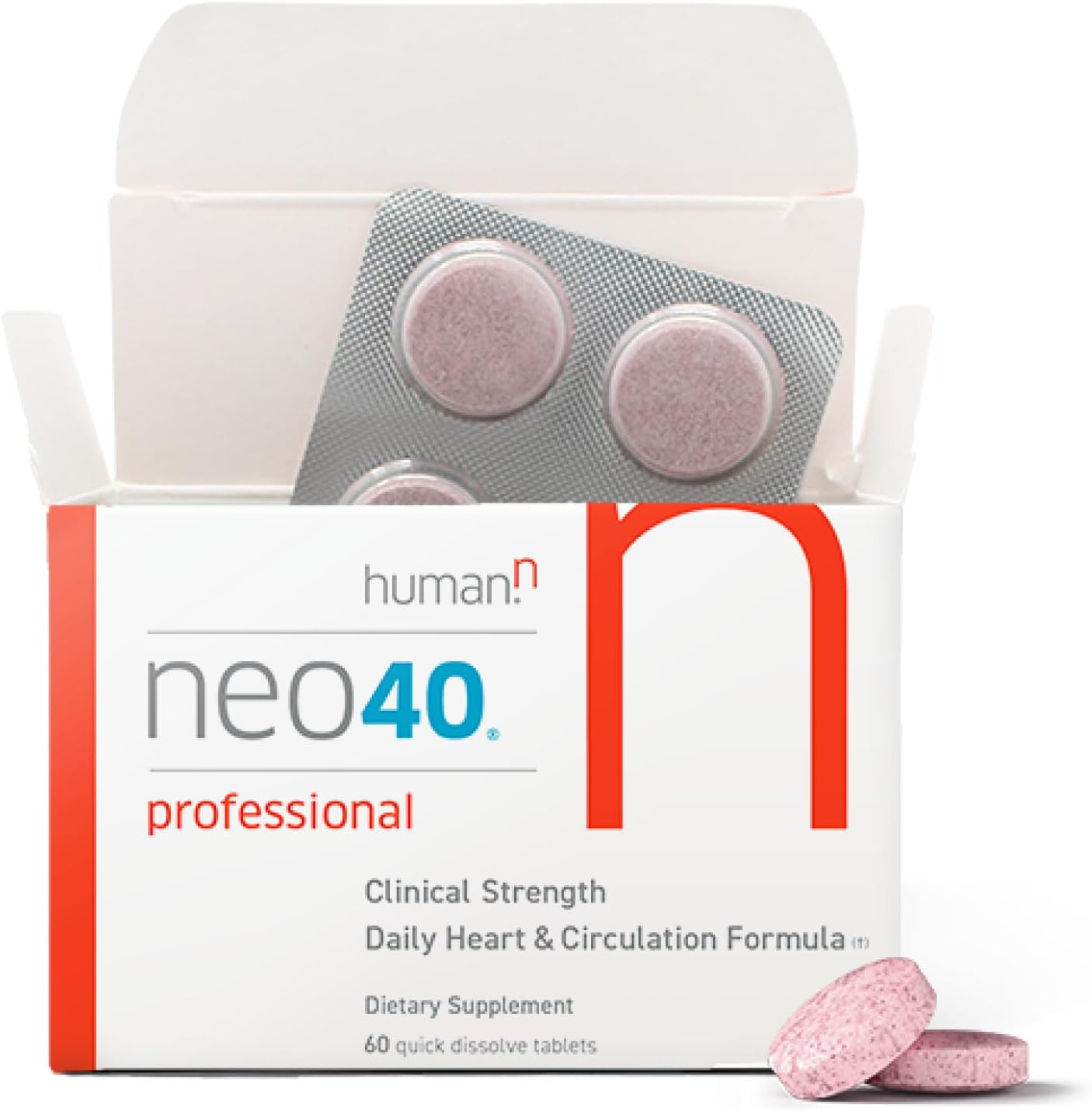 HumanN Neo40 Professional 60 Dissolvable Tablets front view heart health supplement