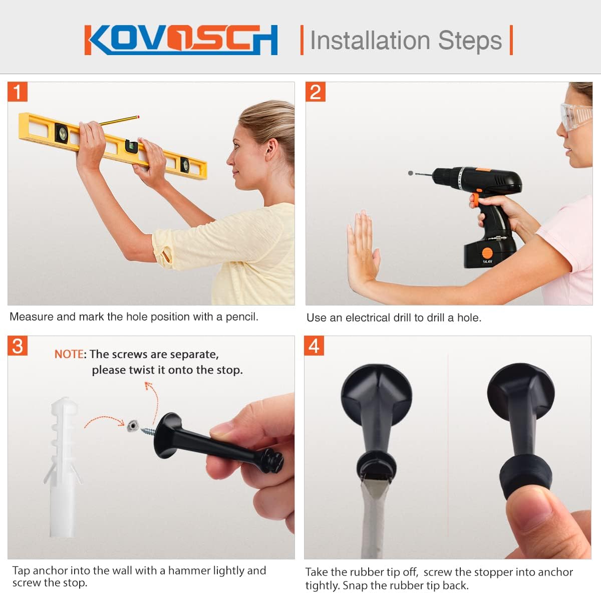 KOVOSCH rigid door stop rubber bumper close up