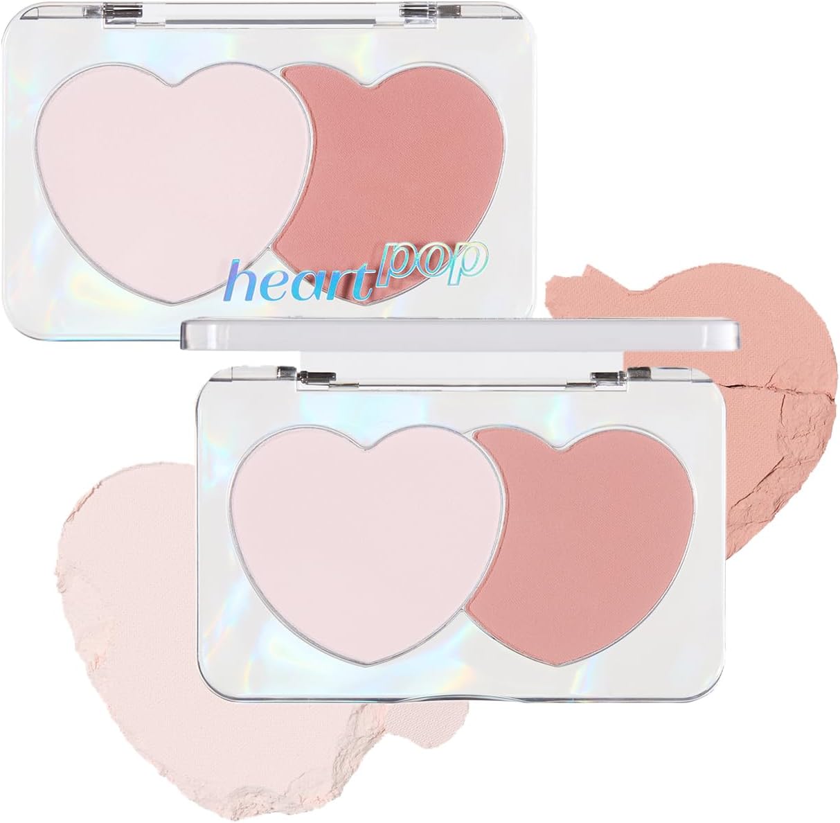 ETUDE Heart Pop Duo Blush front view transparent case compact