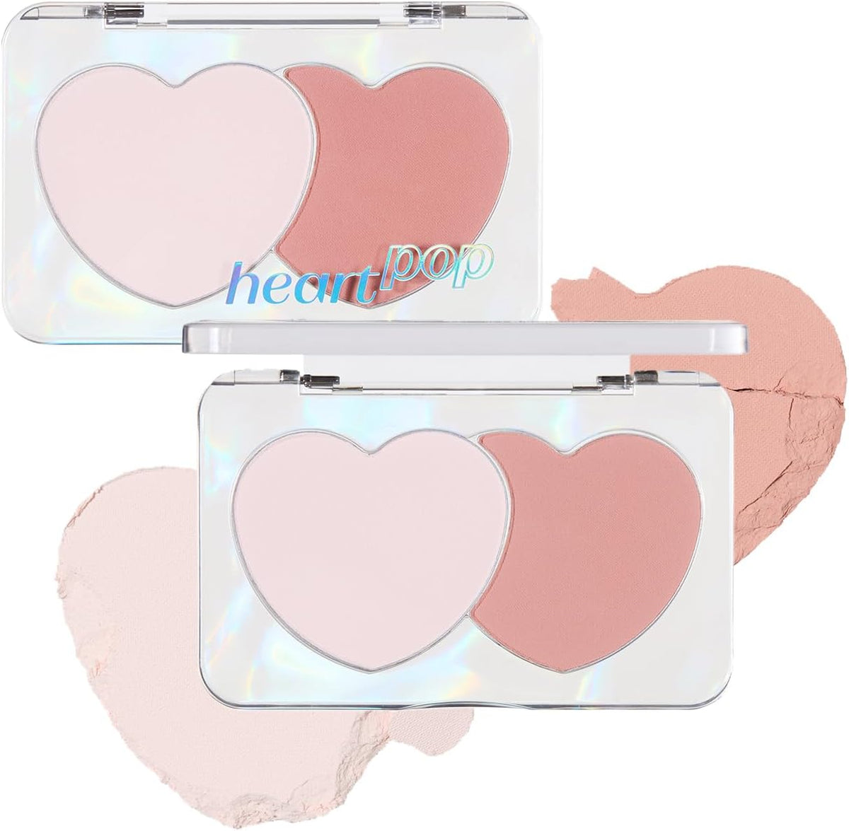 ETUDE Heart Pop Duo Blush front view transparent case compact