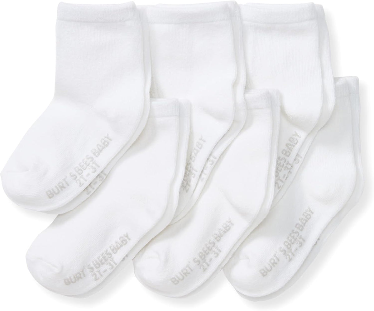 Burt's Bees Baby Organic Ankle & Crew Socks with Non-Slip Grips, 6-Pack | Soft, stretchy cotton blend ankle socks feature a stay-put ankle rib band and keep socks on feet - Image 10