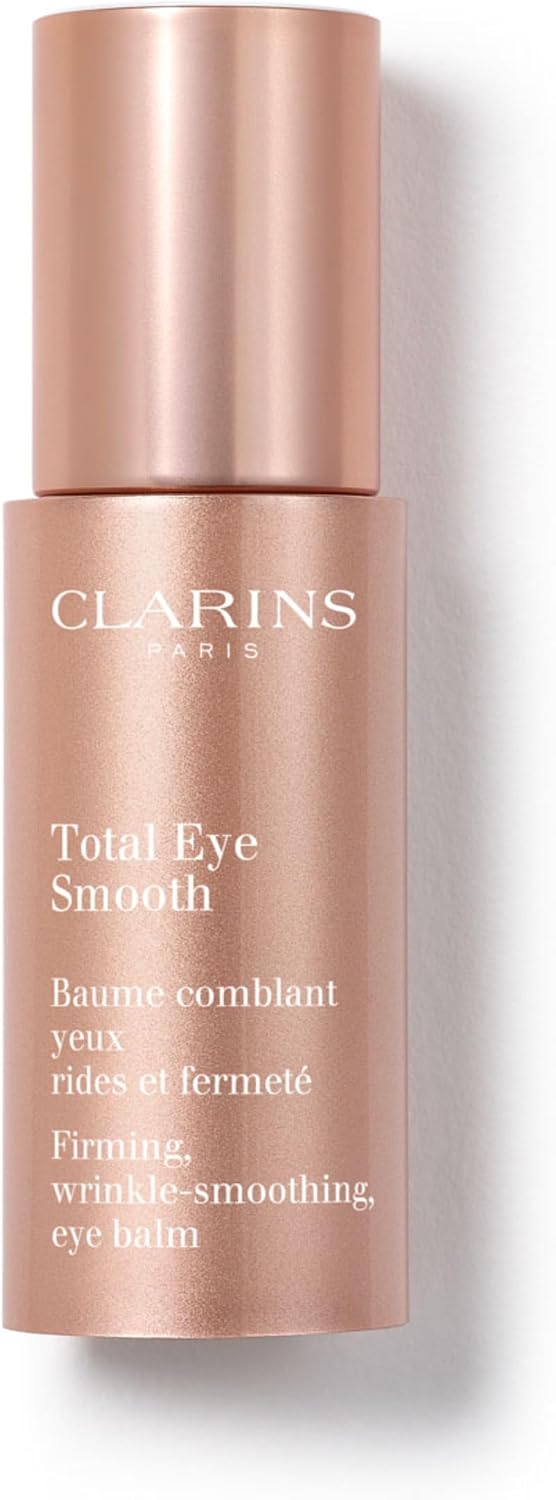 Clarins Total Eye Smooth front view showing tube packaging and anti-aging benefits.
