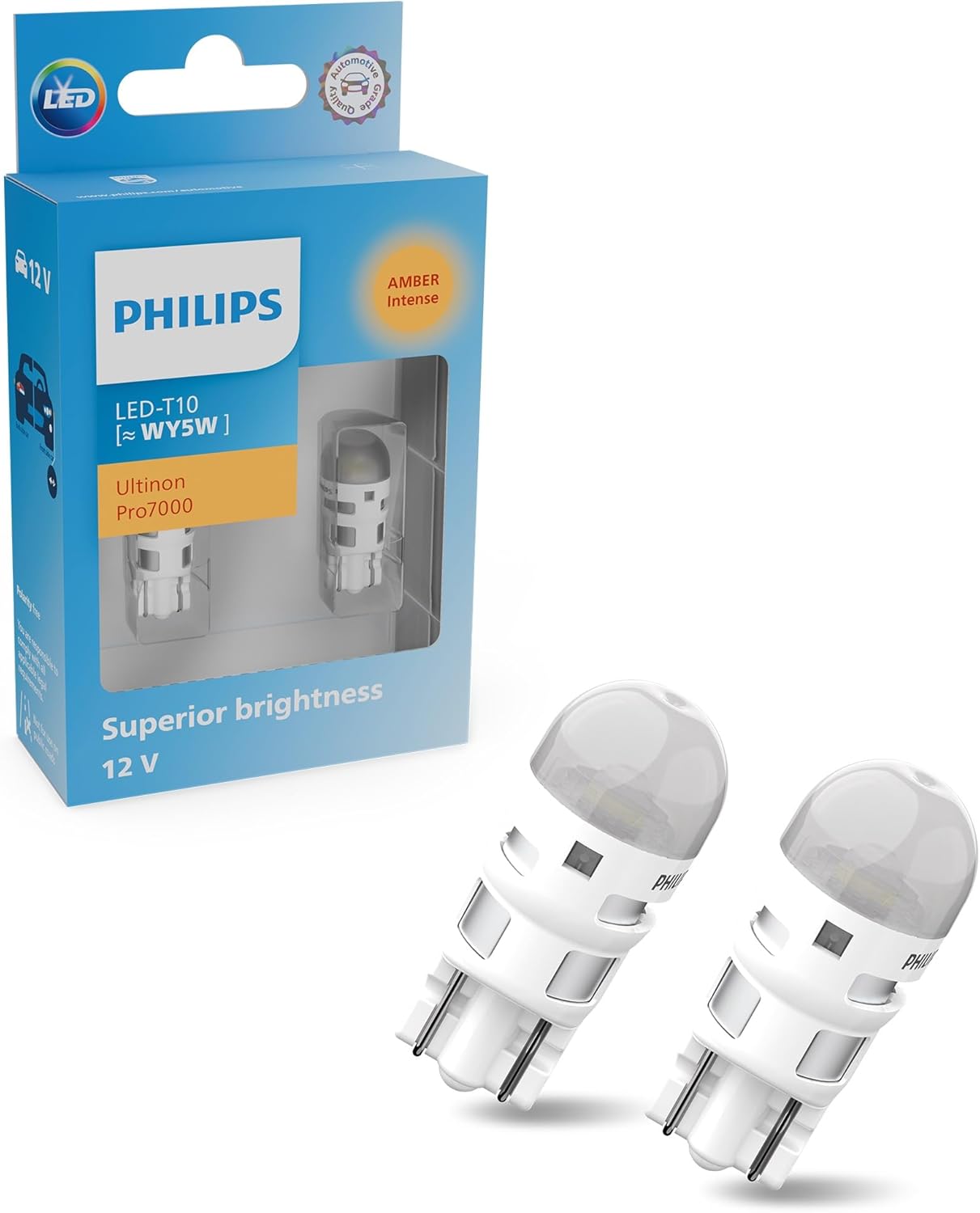 Philips Ultinon Pro7000 LED T10 amber bulb front view
