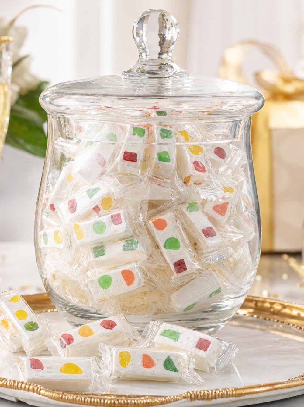 Side view of the premium imported DM Sweets candy packaging displaying product nutritional information.