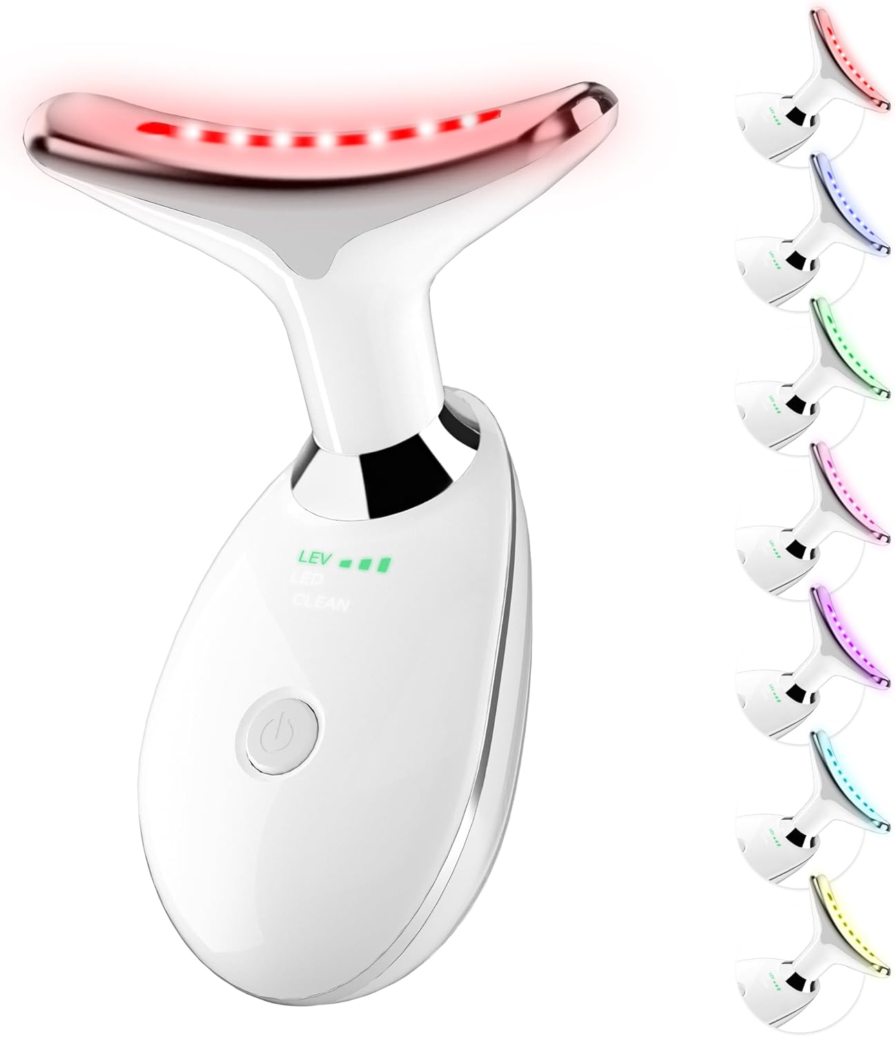 Red Light Therapy for Face, 7 Color LED Facial Light Therapy Wand for Skin Care at Home Blue Light Therapy Face Massager Tool for Neck (White) - Image 1
