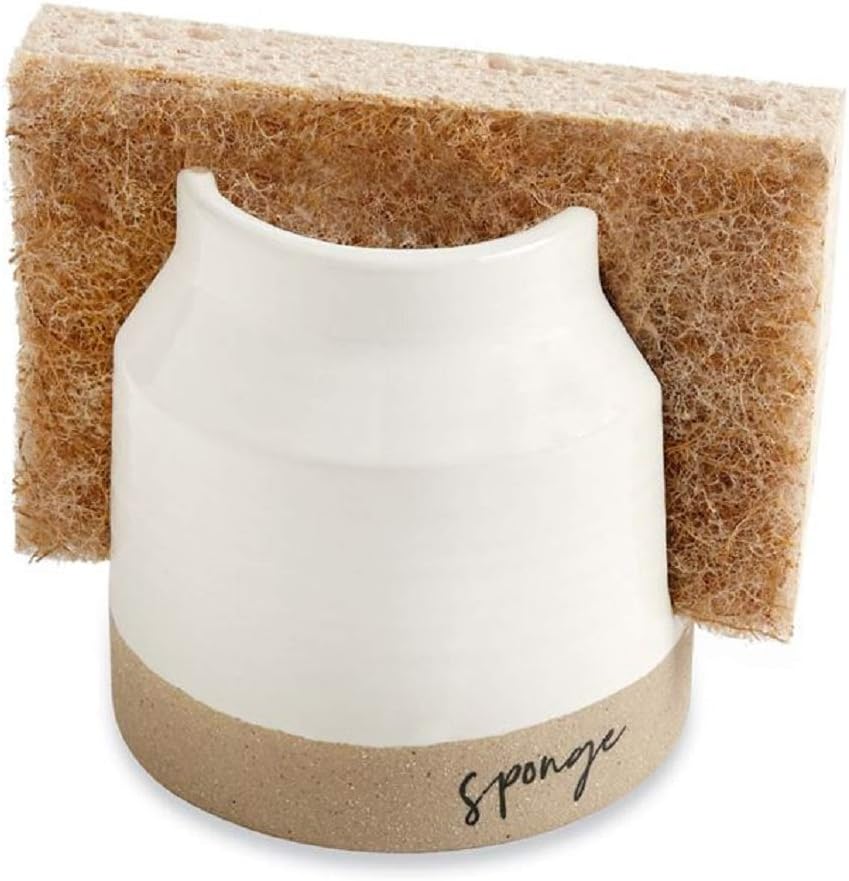 Mud Pie stoneware sponge holder front view countertop organizer