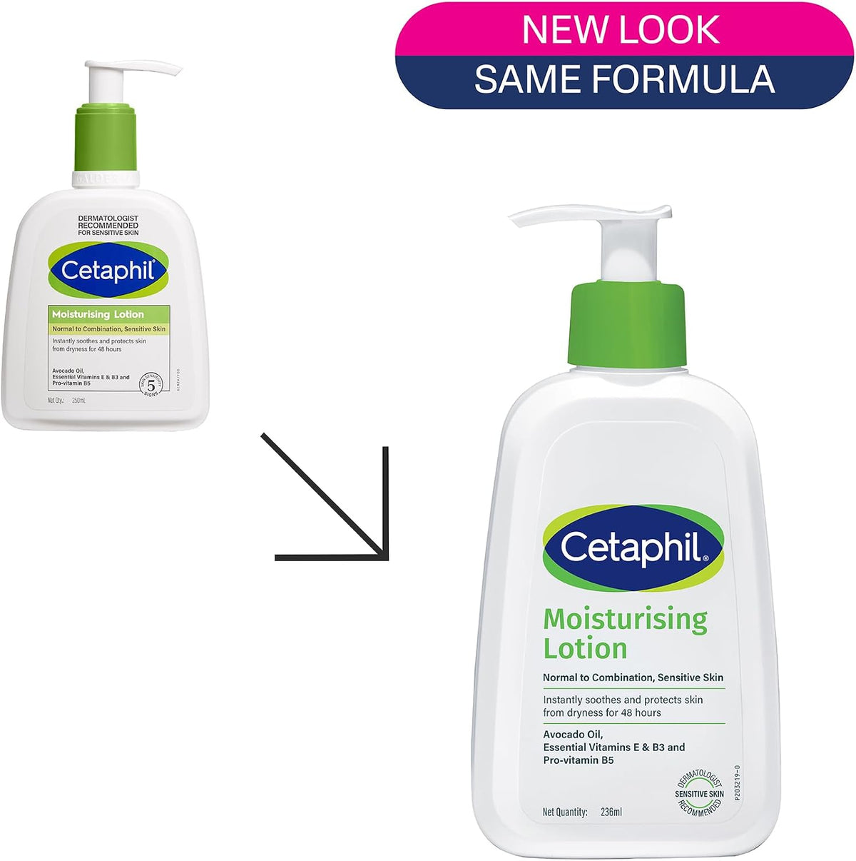 Cetaphil 236ml lotion bottle back label details