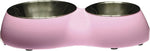 Catit Double Diner pink front view cat feeding bowl