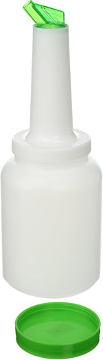 Winco liquor and juice pour bottle showing color coded brown cap