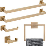 Brushed Gold Towel Bar Set, Lava Odoro 5-Piece Bathroom Hardware Set Gold Towel Rack Towel Holder Set Wall Mounted Stainless Steel, Bathroom Accessories Kit, 23.6-Inch - Image 9