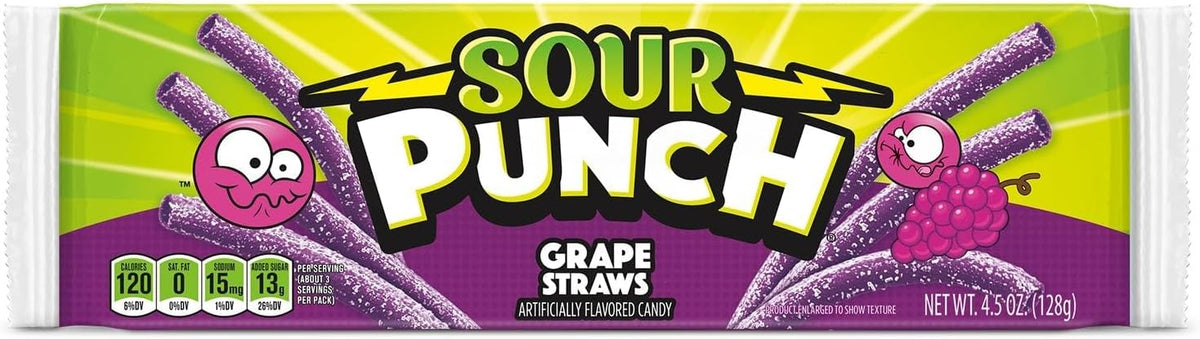 Sour Punch Straws, Sweet & Sour Flavored Soft, Chewy Candy, Tray, Blue Raspberry, 48 Oz - Image 12