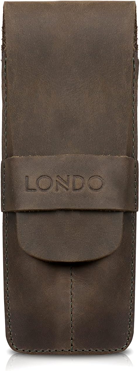 Londo Genuine Leather Pen and Pencil Case with Tuck in Flap, Stationery Bag - Two compartment - Image 12