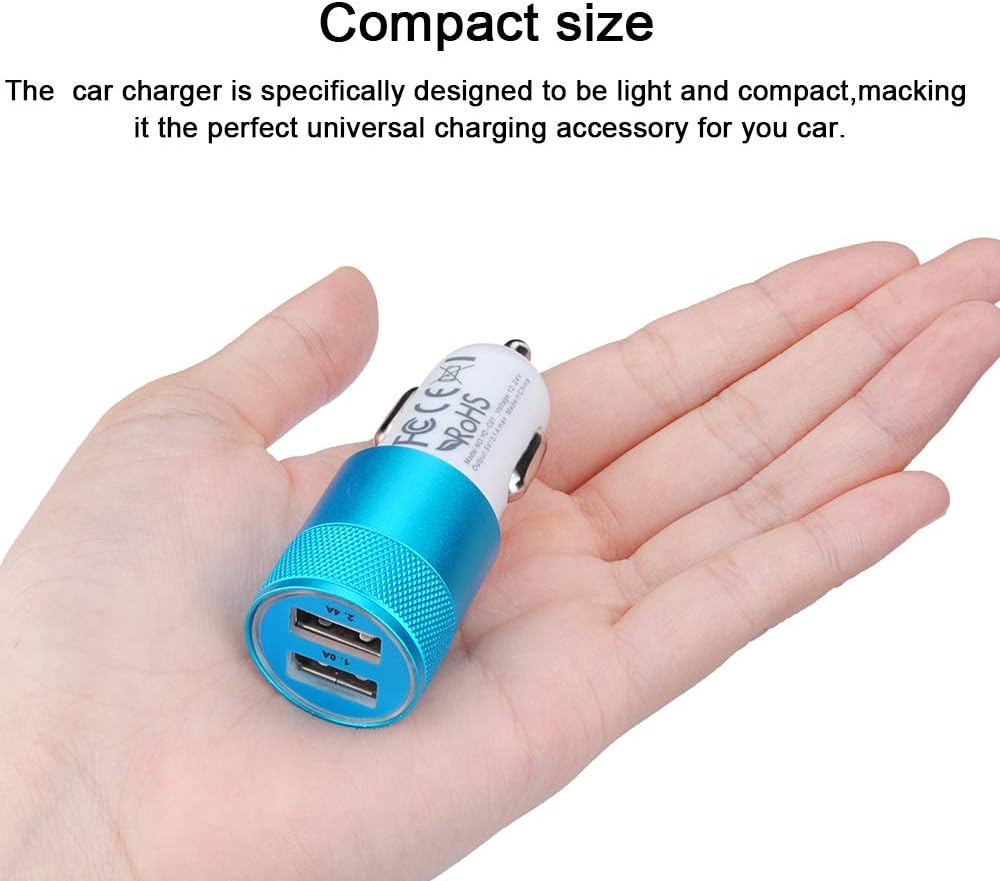 Sicodo 3.4A car charger side profile showing aluminum alloy ring