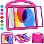 Suplik iPad 10th Generation Kids Case front view in pink showing built-in screen protector.