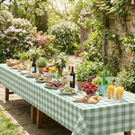 Three pack NatNarr sage green gingham party table covers for events