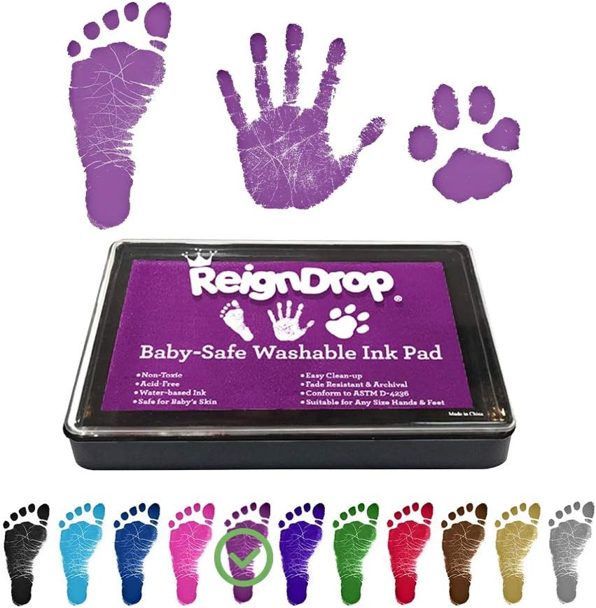 ReignDrop baby footprint and handprint ink pad in purple front view
