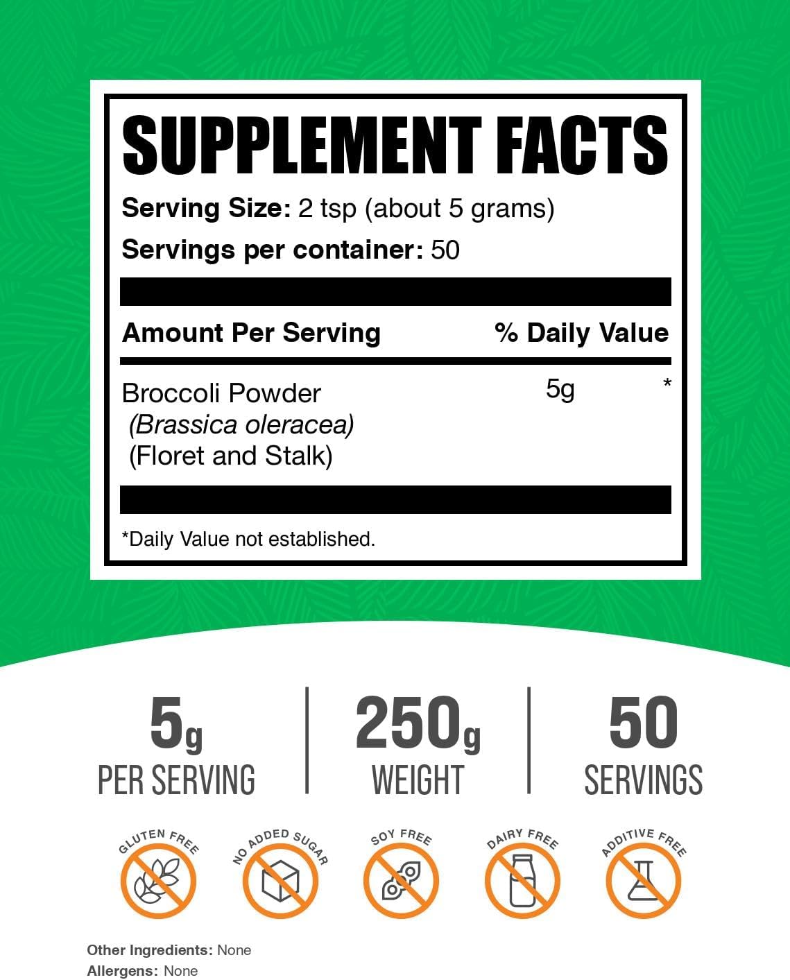 BulkSupplements Sulforaphane Supplement vegan green powder contents