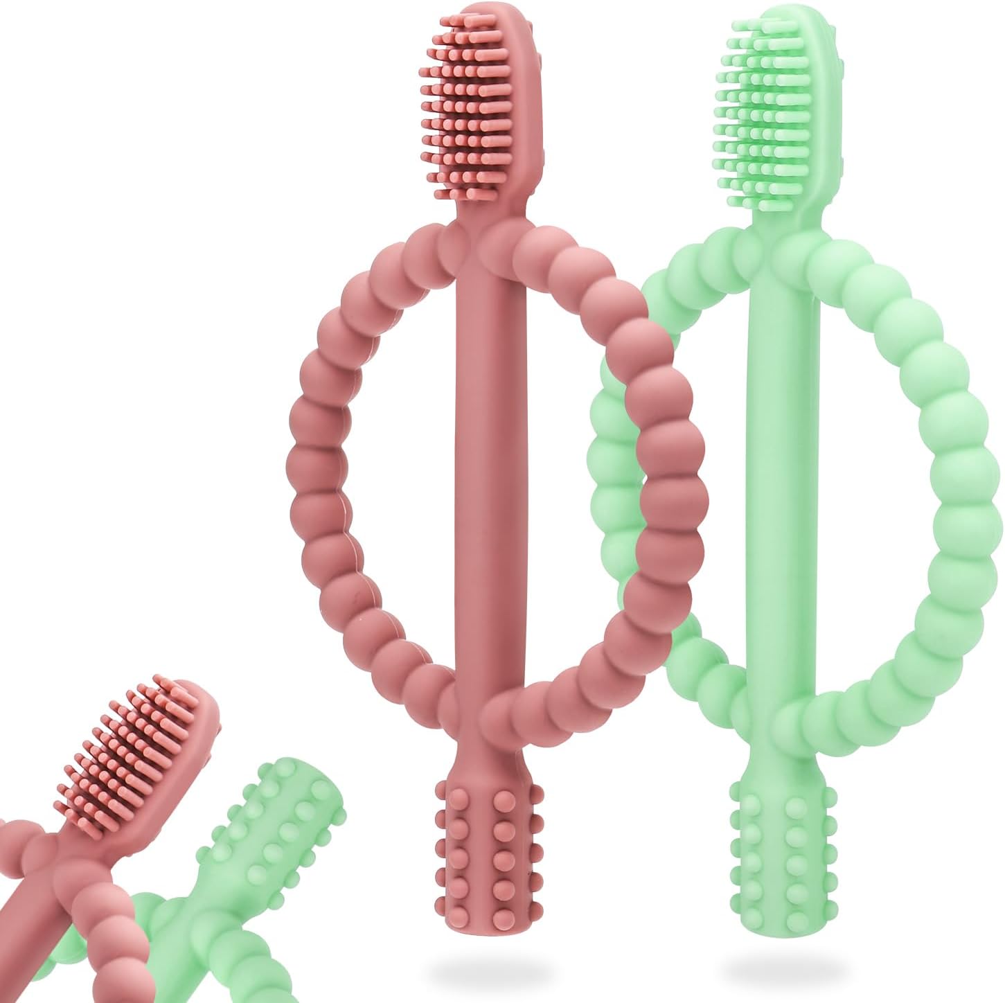 MISSLILI baby teething toys front view silicone infant toothbrush for sore gums