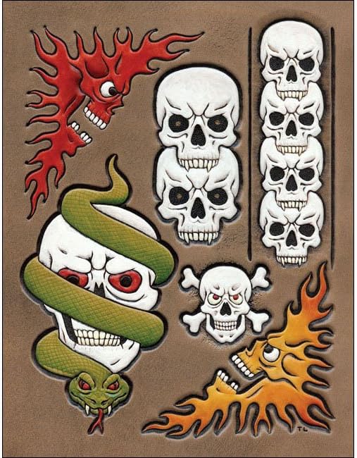 Tandy Leather Skulls Craftaid front view template for leather crafting