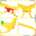 Children playing with building brick party favors