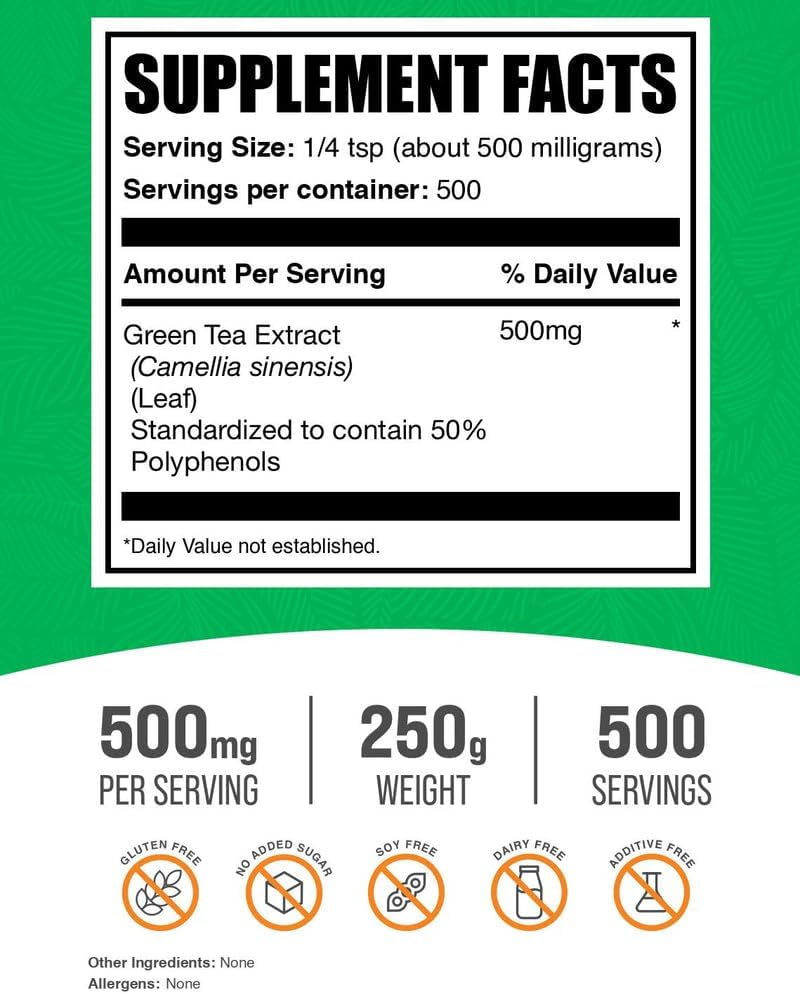 BulkSupplements green tea extract nutritional supplement 100 grams