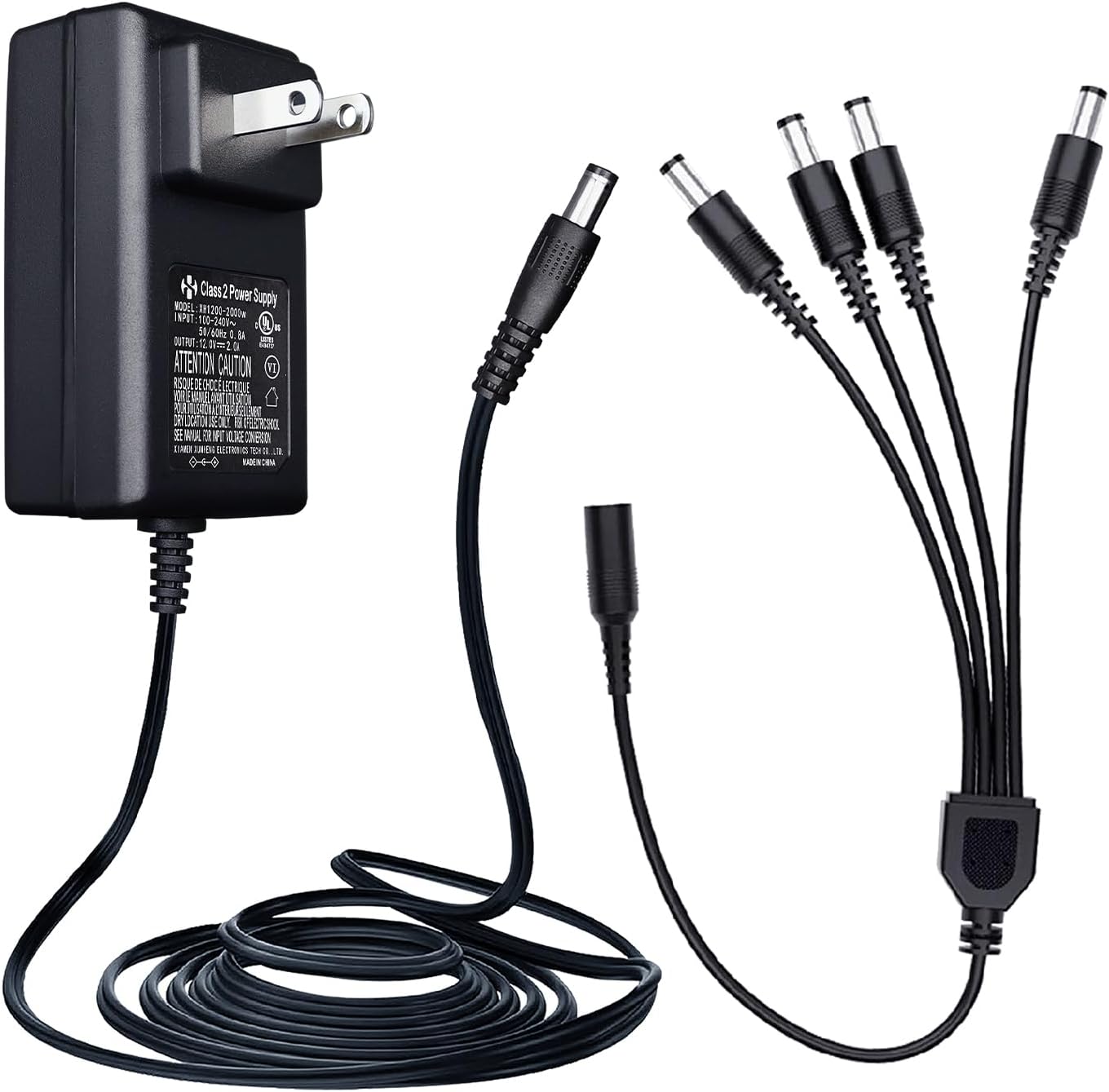 ANLINK power adapter front view showing the main plug and durable 6 feet black cable casing.