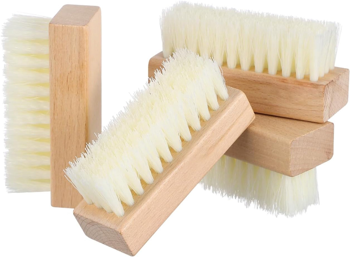 GLEAVI 4Pcs Shoe Cleaning Brush Set: Sturdy Wood Handle Soft Nylon Bristle Scrubbers, 3.7 Inch Portable Dirt Remover for Sneakers, Suede & Leather Boots - Image 9