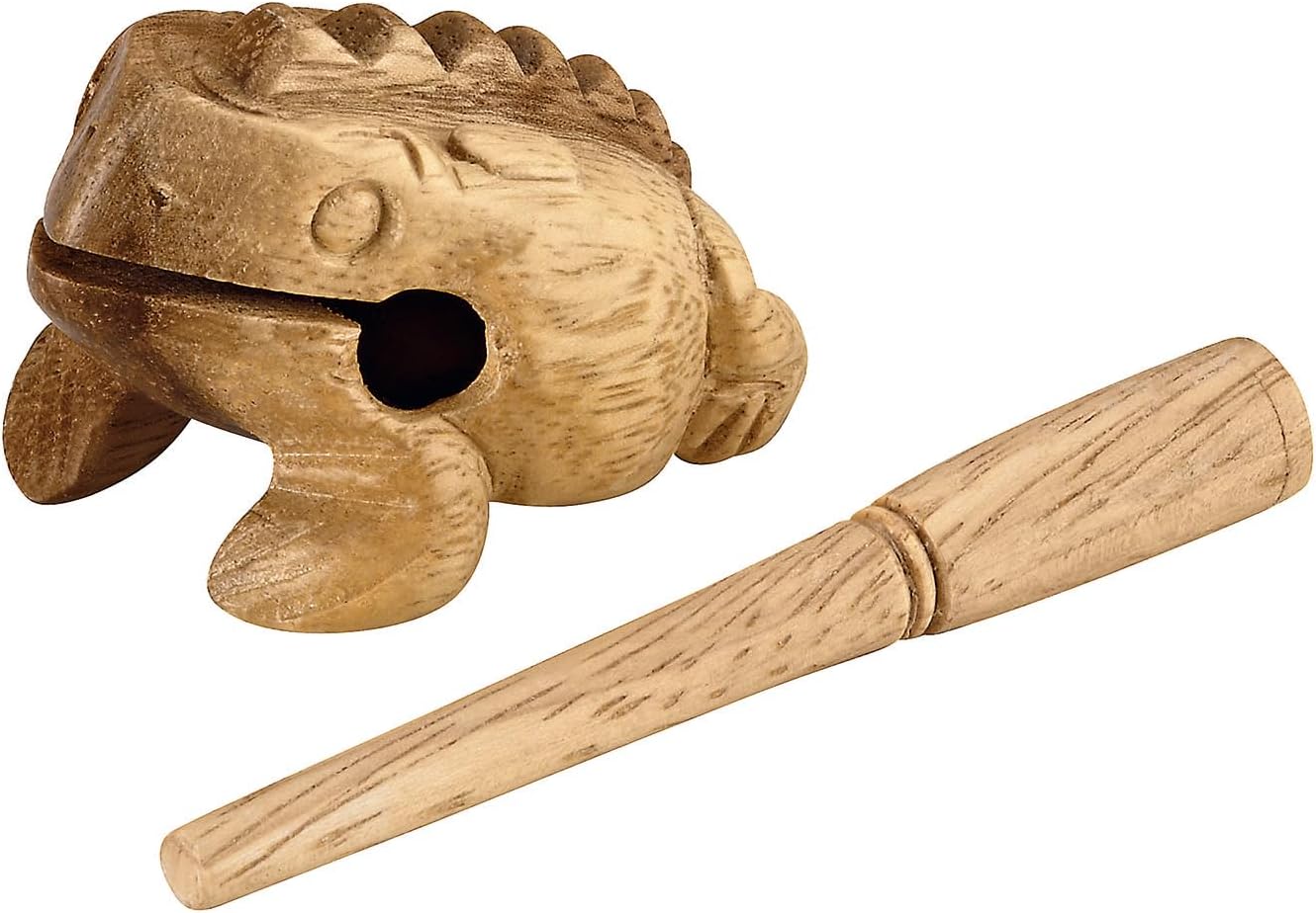 Nino Percussion NINO517 Extra Small Wood Frog Guiro, Natural Finish - Image 1