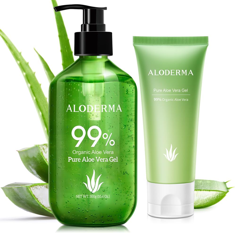 Aloderma brand 3 piece pure aloe vera gel set for face and body skin care