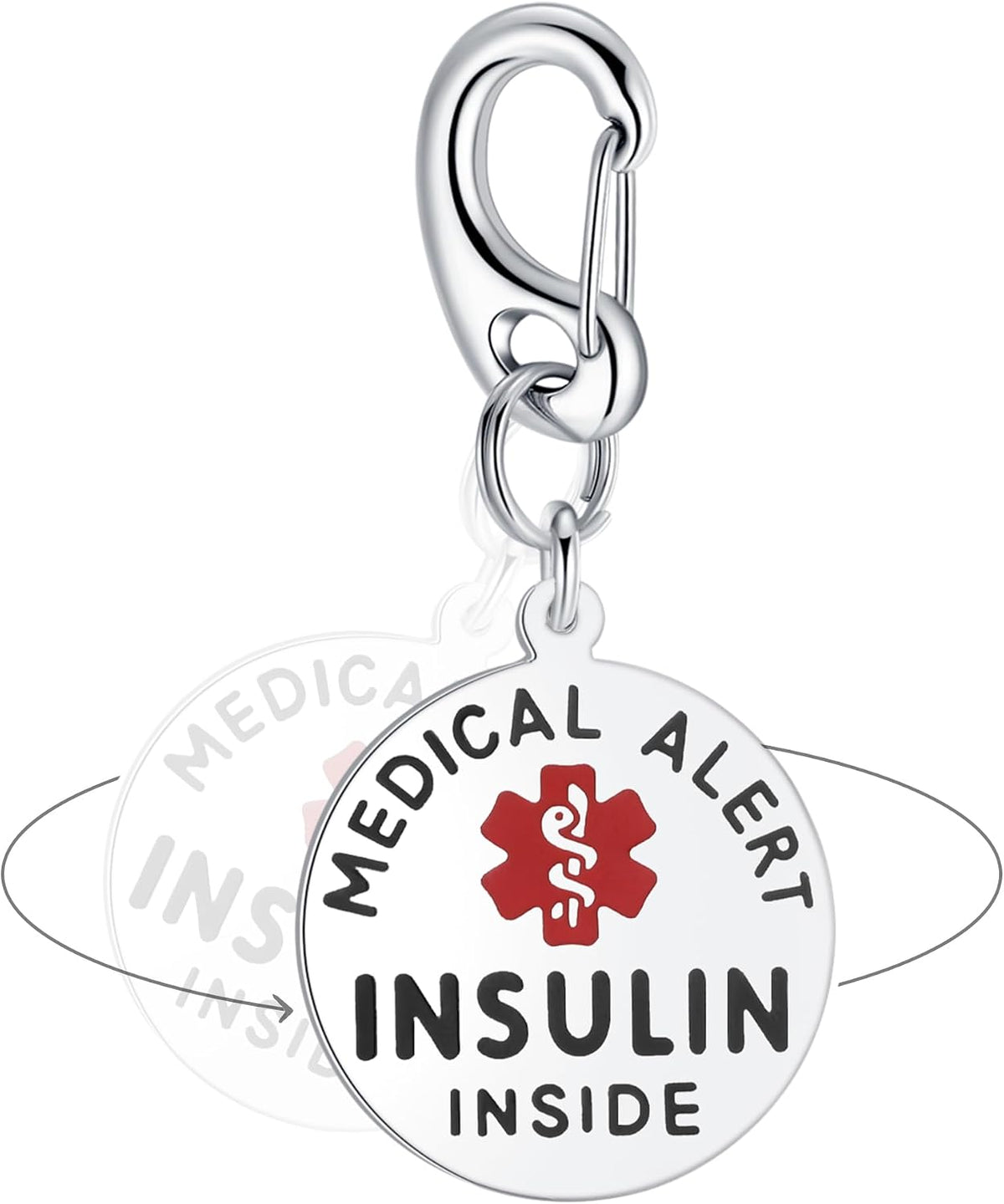Divoti insulin inside bag tag front view medical alert