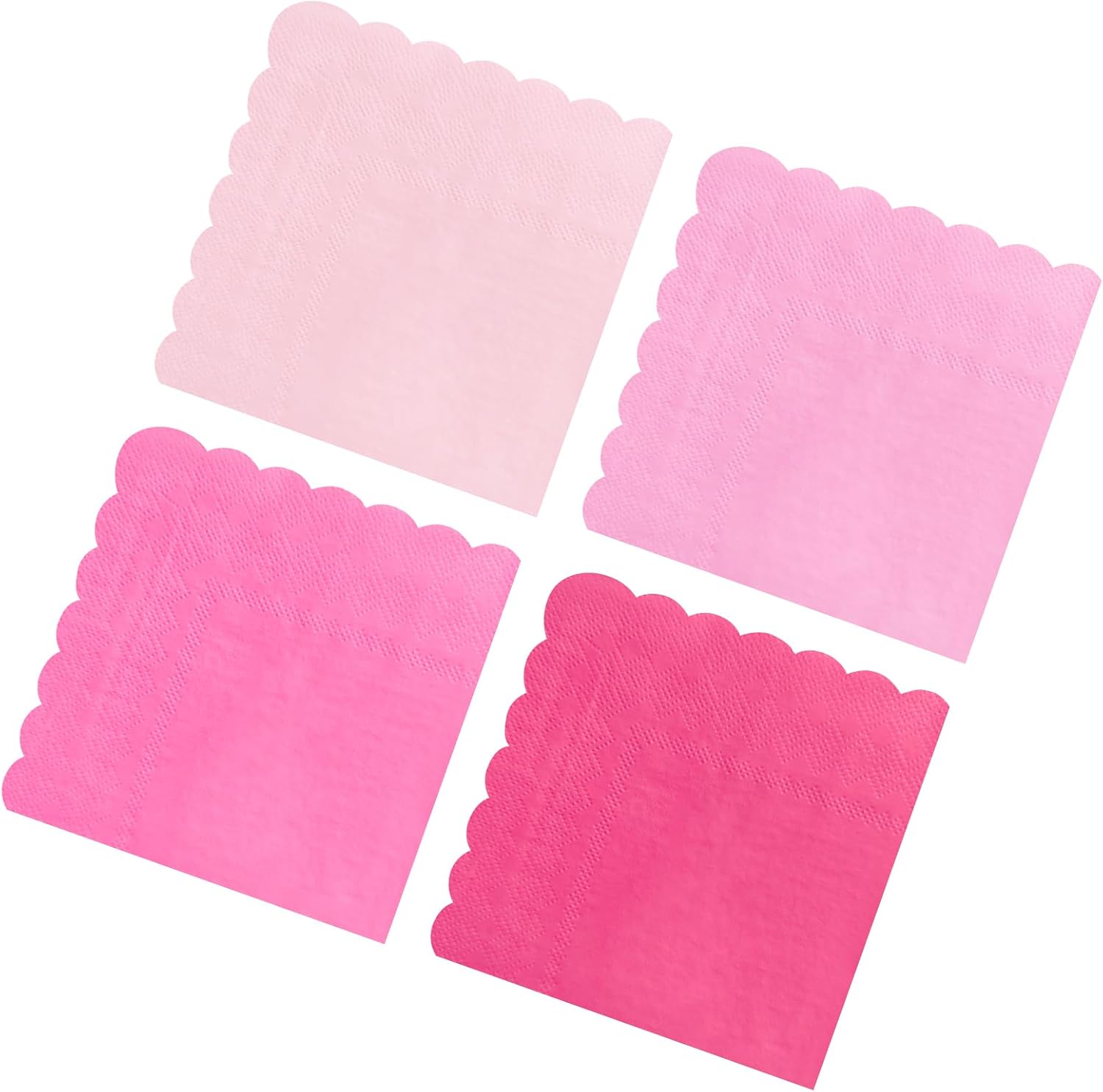 WYQJHKV gradient pink scalloped cocktail napkins front view