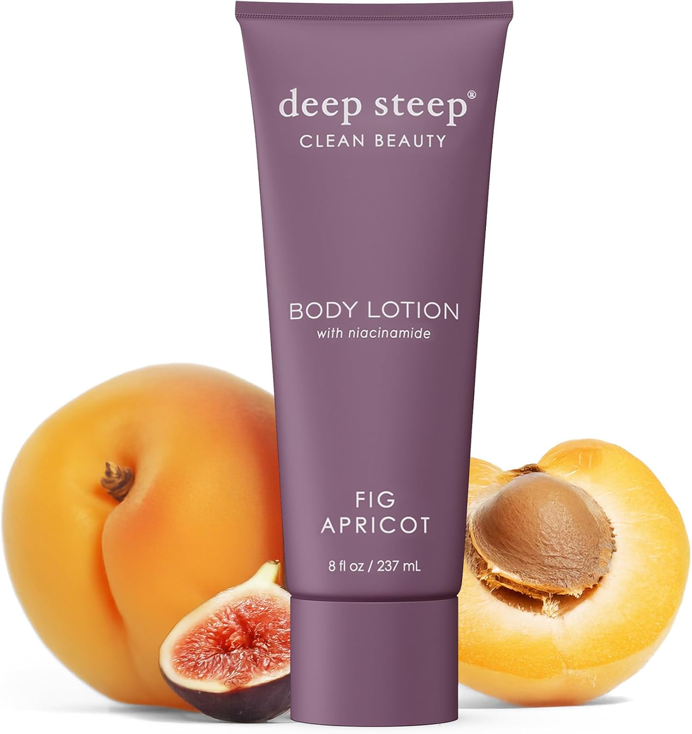 Deep Steep body lotion front view featuring Fig Apricot label and clean beauty packaging design.