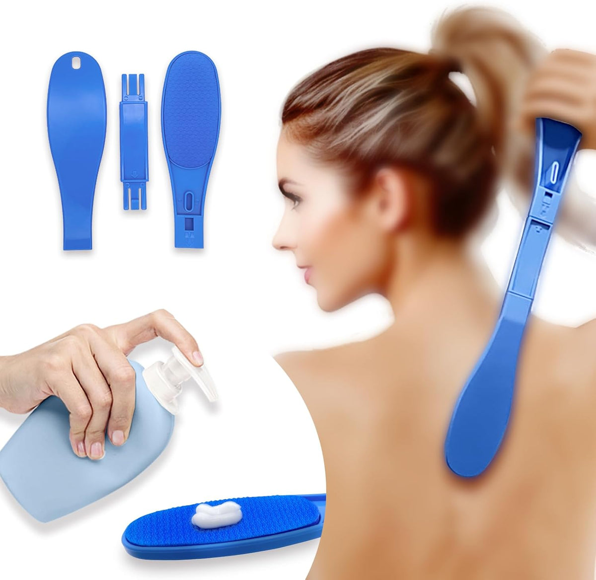 SFFTCYY&ZGTJ lotion applicator for back front view showcasing the long curved ergonomic handle