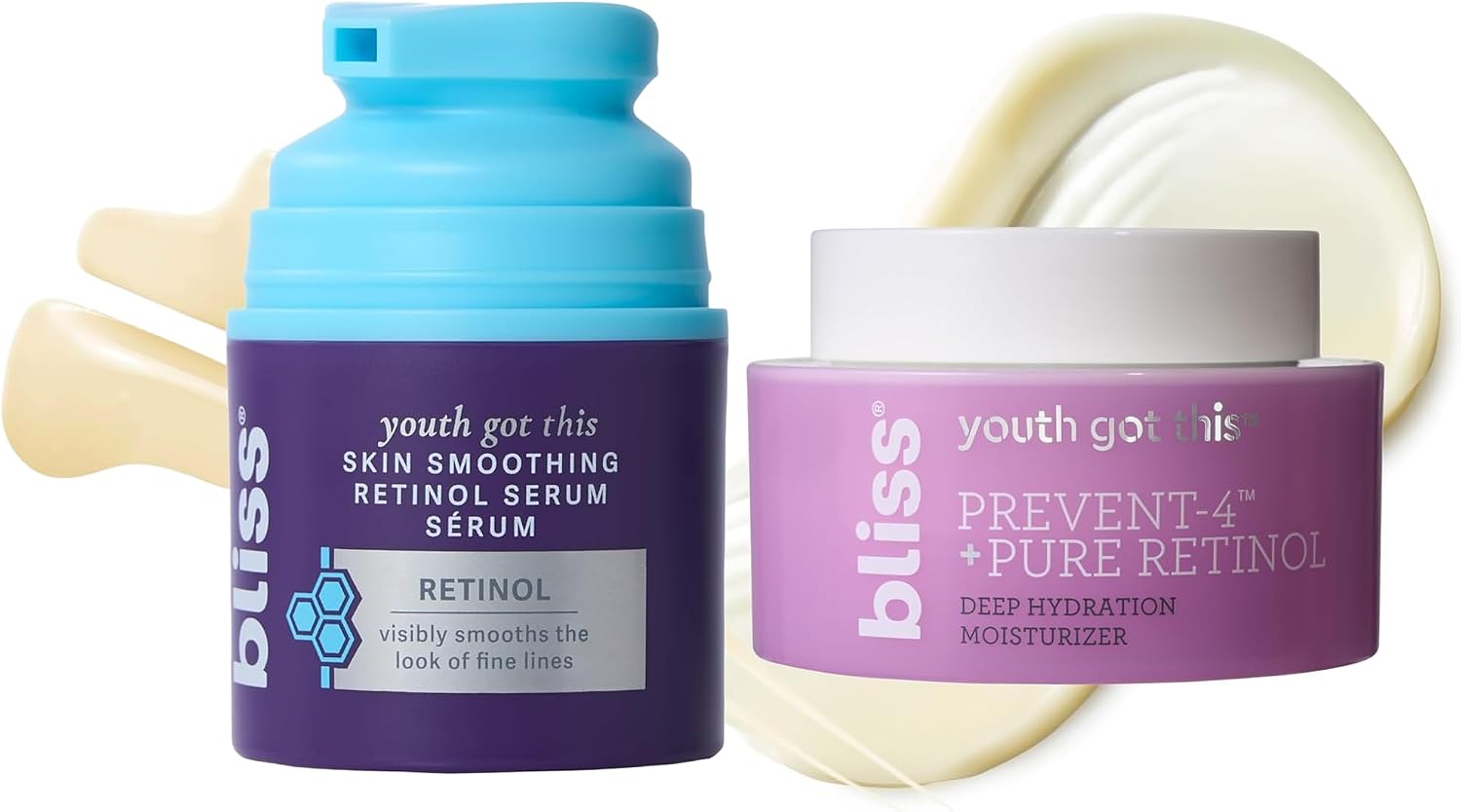 Bliss Youth Got This Retinol Serum and Moisturizer Duo front view anti aging skincare set