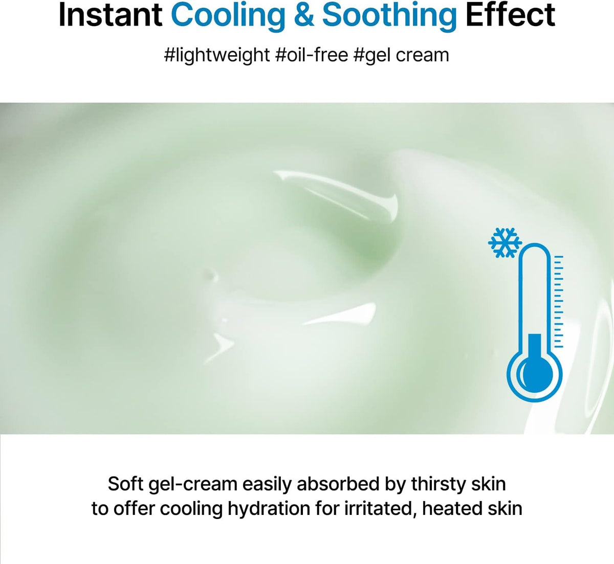 Texture shot of Celimax lightweight watery gel cream demonstrating its fast absorbing and cooling consistency.