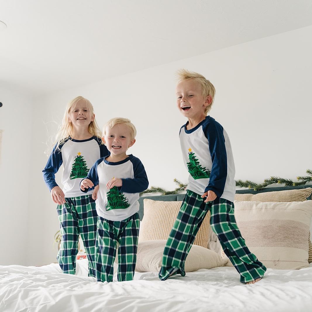 IFFEI matching family holiday sleepwear closeup of graphic top