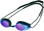 Arena Tracks essential racing swim goggles resting on pool deck