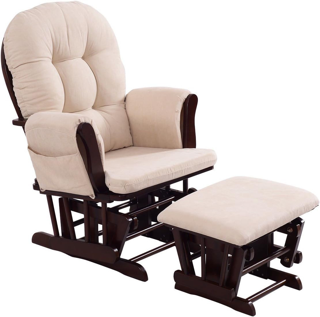 Lhone wood rocking chair and ottoman set front view