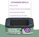 Step by step installation view of the Lisyee pet waste bag cartridge being placed in a pail.