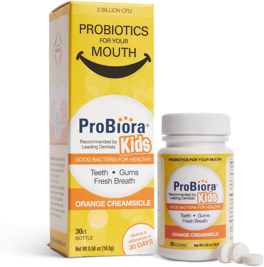ProBiora Kids Oral-Care Chewable Probiotic Tablets front bottle view
